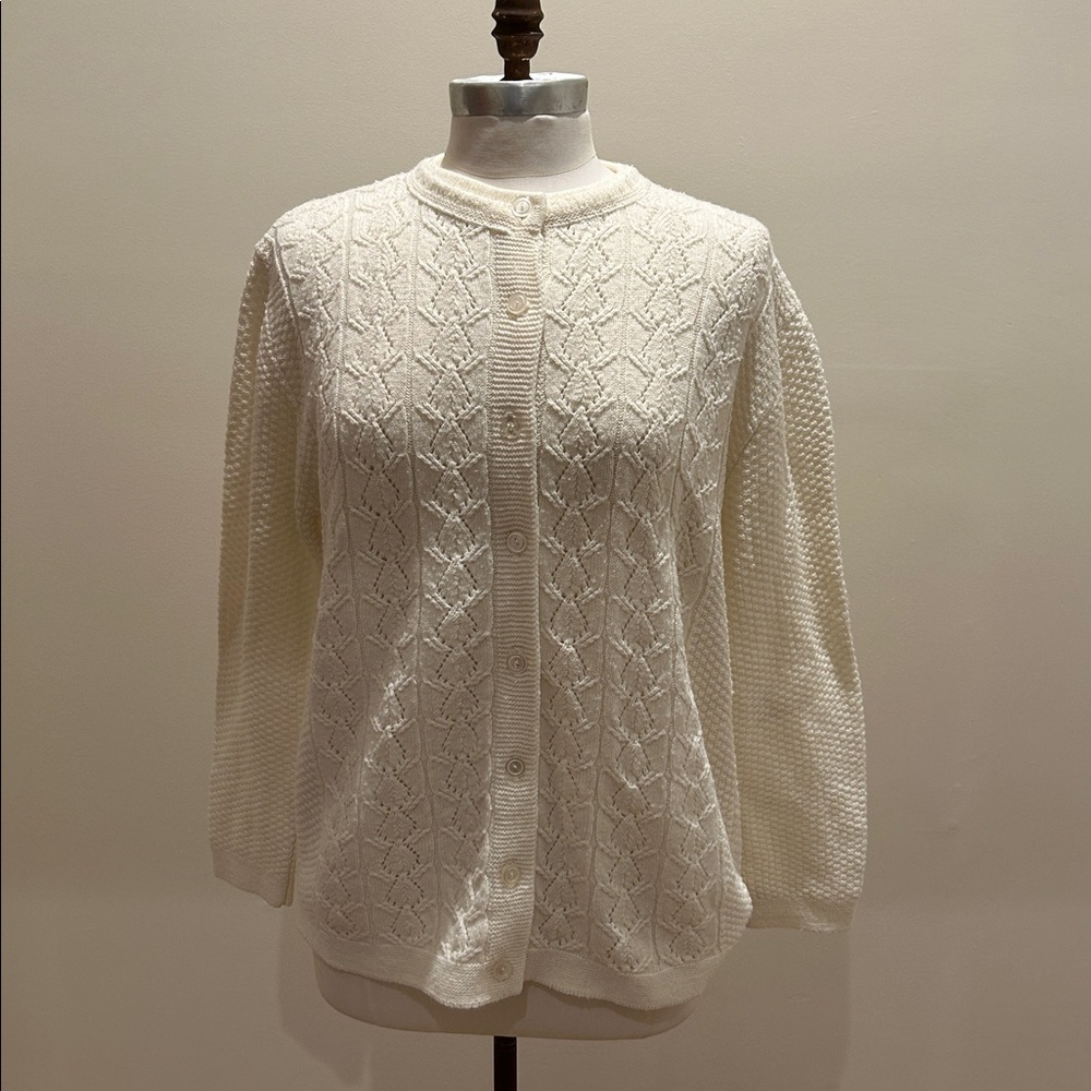 Cuddle Knit Elegant Vintage Women's Cream Knit Cardigan